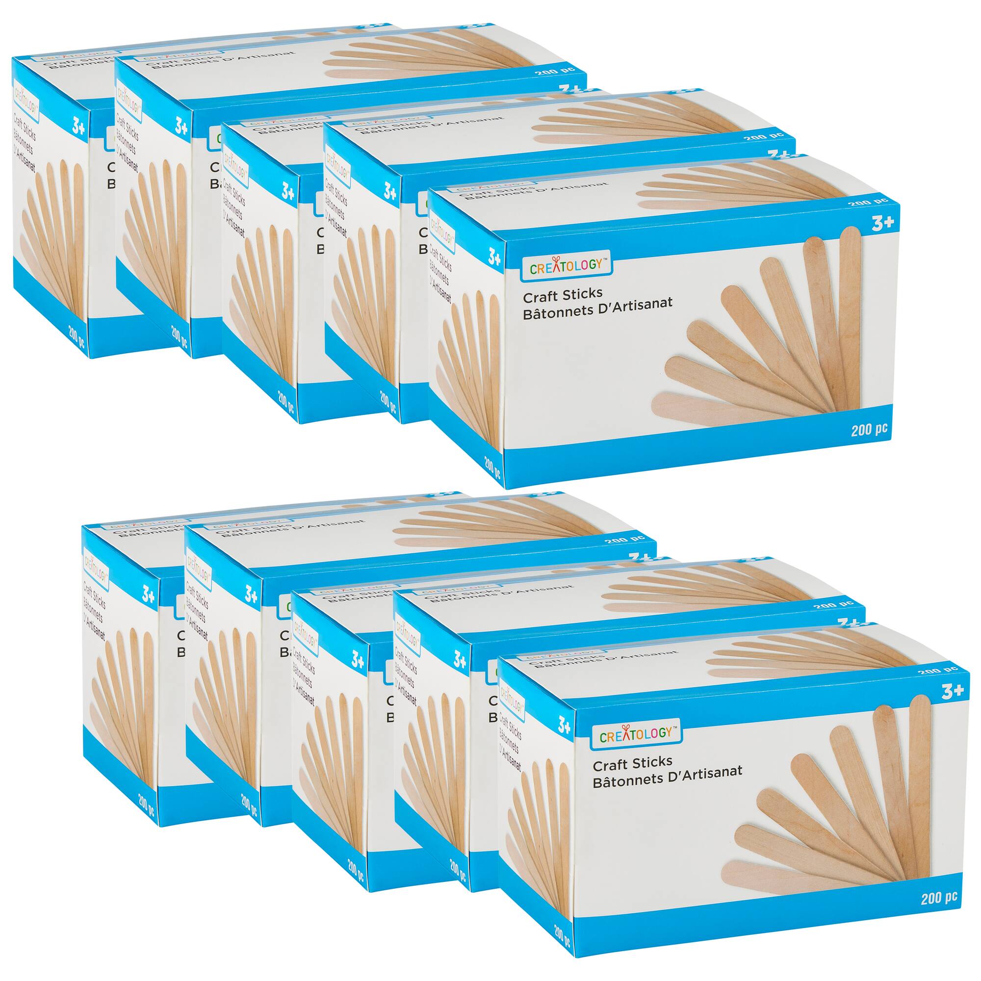 10 Packs: 200 ct. (2,000 total) 6" Wood Craft Sticks by Creatology™